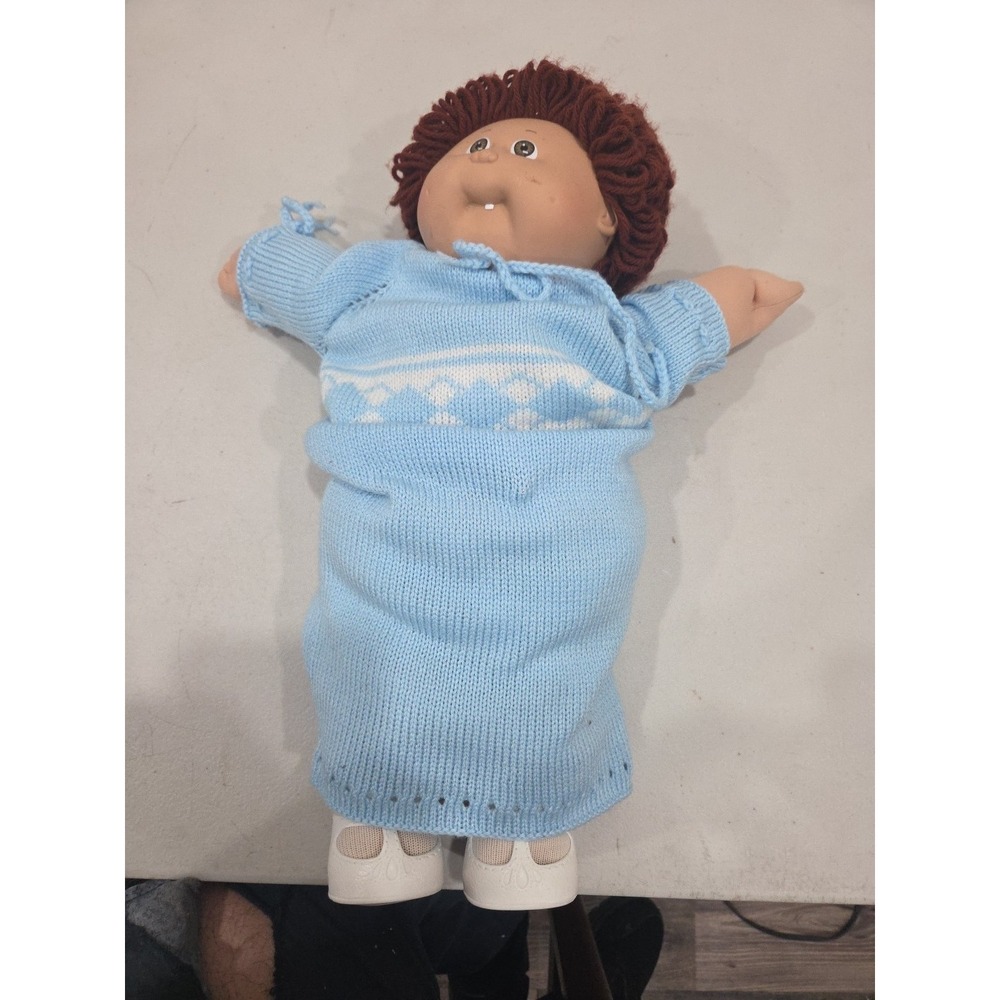 Vintage 1985 Cabbage Patch Kid Auburn Hair/Brown Eye Dimple Tooth Blue Signature